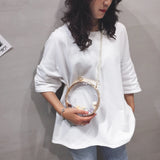 Clear PVC Small Round Bag Mini Women Handbags Chain Shoulder Messenger Bag
