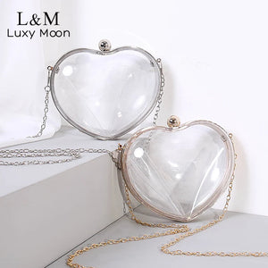 Heart Shape Acrylic Evening Bag Silver Chain Shoulder Bag Purses And Handbags