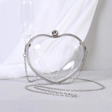Heart Shape Acrylic Evening Bag Silver Chain Shoulder Bag Purses And Handbags