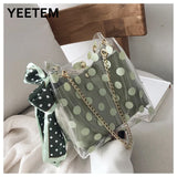 Transparent Composite Bag Polka Dot Printing Bowknot Chain PVC Woman Bag
