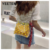Transparent Composite Bag Polka Dot Printing Bowknot Chain PVC Woman Bag