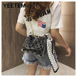 Transparent Composite Bag Polka Dot Printing Bowknot Chain PVC Woman Bag