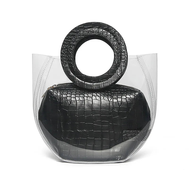 Transparent Composite Bags For Women Summer Beach Bag Female Clear Candy Handbag