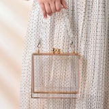 Clear Handbag Top Handle Purse for Women Bride Party Evening