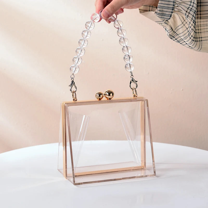 Clear Handbag Top Handle Purse for Women Bride Party Evening