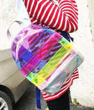 Multicolor Large Rainbow Backpack Transparent Jelly Bag for Summer