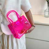 Transparent Jelly Bag Women's Handbags Candy Clear Shoulder Bags for Female