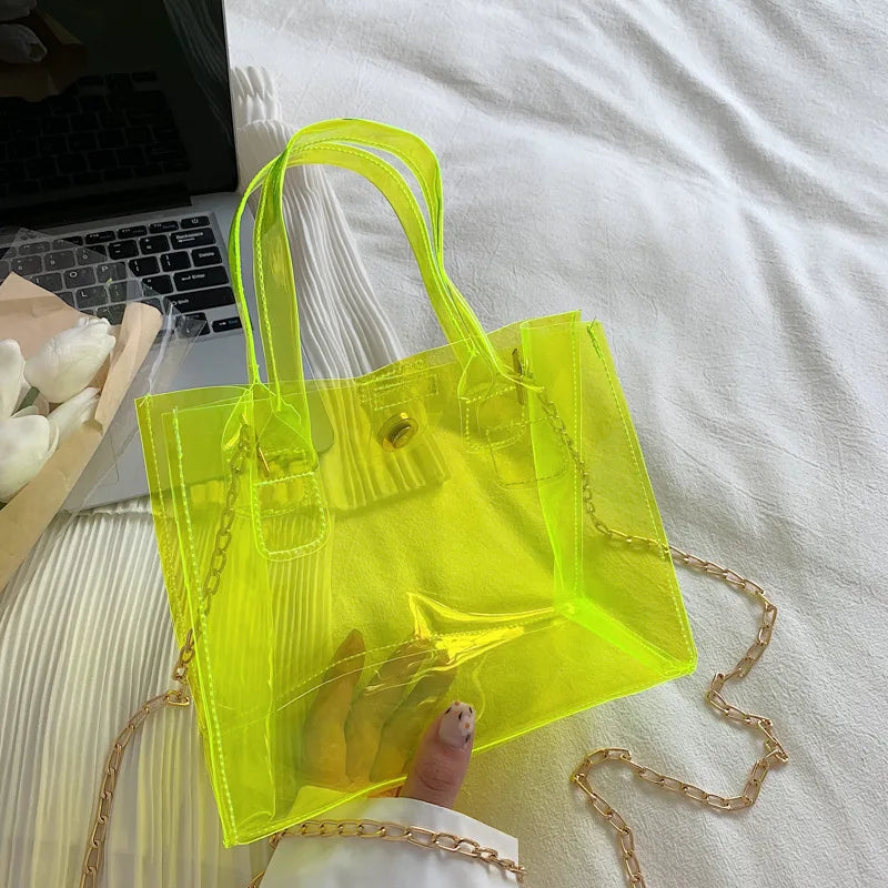 Transparent Jelly Bag Women's Handbags Candy Clear Shoulder Bags for Female