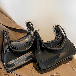 Transparent Jelly Bag Summer Shoulder Armpit Handbag Lock Flap Crossbody Purse