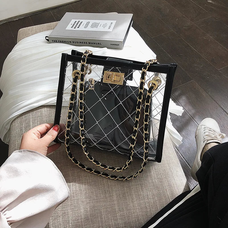 Transparent Jelly Big Bag PVC Women's Handbag Chain Shoulder