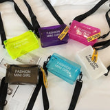 Transparent Laser Crossbody Bag Candy Letter Mini Shoulder Messenger Bag