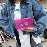 Transparent Laser Crossbody Bag Women Candy Letter Mini Shoulder