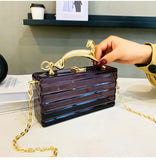 Leopard Handle Acrylic Evening Party Bags Box Clutch Purse