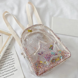 Kids Glitter Stars PVC Backpack - Small School Travel Bag