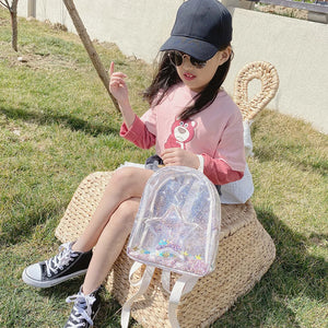 Kids Glitter Stars PVC Backpack - Small School Travel Bag