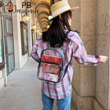 Transparent PVC Backpacks Women Clear School Bags Knapsacks Shoulder Bags