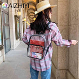 Transparent PVC Backpacks Women Clear School Bags Knapsacks Shoulder Bags