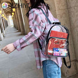 Transparent PVC Backpacks Women Clear School Bags Knapsacks Shoulder Bags
