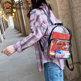 Transparent PVC Backpacks Women Clear School Bags Knapsacks Shoulder Bags