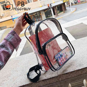 Transparent PVC Backpacks Women Clear School Bags Knapsacks Shoulder Bags