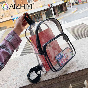 Transparent PVC Backpacks Women Clear School Bags Knapsacks Shoulder Bags