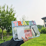 Clear PVC Cosmetic Bag Clutch + Letter Patches
