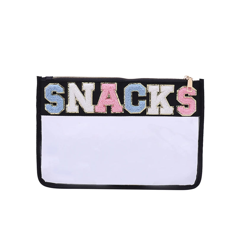 Clear PVC Cosmetic Bag Clutch + Letter Patches