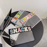 Clear PVC Cosmetic Bag Clutch + Letter Patches
