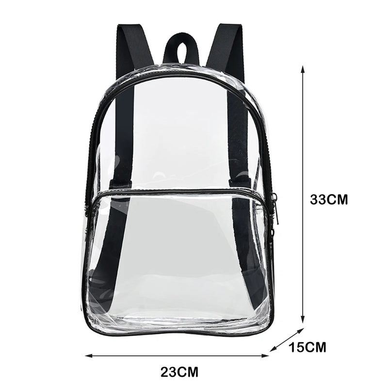 Clear PVC Female Backpack Casual Clear Waterproof Student School Bags