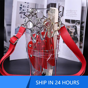 7-Pocket PVC Hair Scissors Bag Barber Pouch