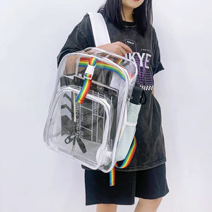 Transparent PVC School Bookbags Student Ladies Girls Beach Travel Bag