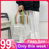 Clear PVC Women Backpack Waterproof Schoolbag College Girls Portable Backpacks