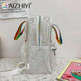 Clear PVC Women Backpack Waterproof Schoolbag College Girls Portable Backpacks