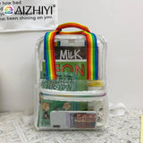 Clear PVC Women Backpack Waterproof Schoolbag College Girls Portable Backpacks