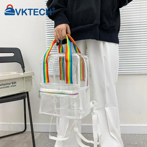 Transparent PVC Women Backpack Waterproof Female Schoolbag