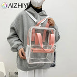 Clear PVC Women Backpack Waterproof Schoolbag College Girls Portable Backpacks