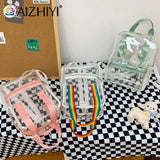 Clear PVC Women Backpack Waterproof Schoolbag College Girls Portable Backpacks
