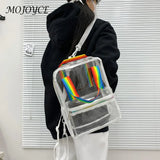 Transparent PVC Women Backpacks Waterproof Book Schoolbags Rucksack