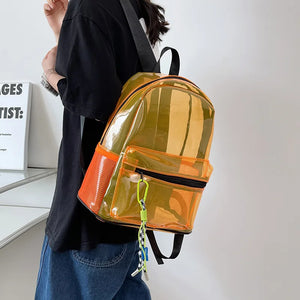 Transparent PVC Women Backpack Summer Waterproof Beach Bag Tassels