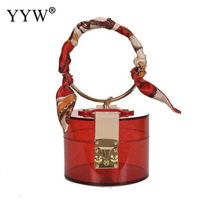 Transparent Plastic Ring Handle Women Handbag Clutch Bag Evening Bag