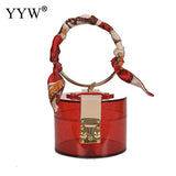 Transparent Plastic Ring Handle Women Handbag Clutch Bag Evening Bag
