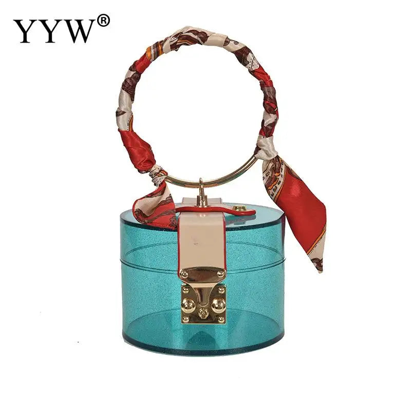 Transparent Plastic Ring Handle Women Handbag Clutch Bag Evening Bag