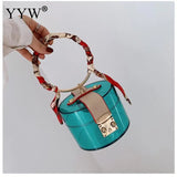 Transparent Plastic Ring Handle Women Handbag Clutch Bag Evening Bag