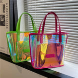 Clear PVC Shoulder Bags Set Large Capacity Jelly Handbag for Women