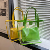 Clear PVC Shoulder Bags Set Large Capacity Jelly Handbag for Women