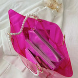 Transparent Shoulder Bag PVC Pearls Large Capacity Totes Composite Bag