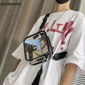 Transparent Square Bag Ins Chest Bag Japanese Casual Satchel