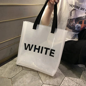Transparent Tote Bag PVC Shoulder Bag Grocery Storage Handbag Reusable Eco Totes