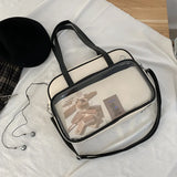 Transparent Tote bag Soft Leather Large Capacity Handbag