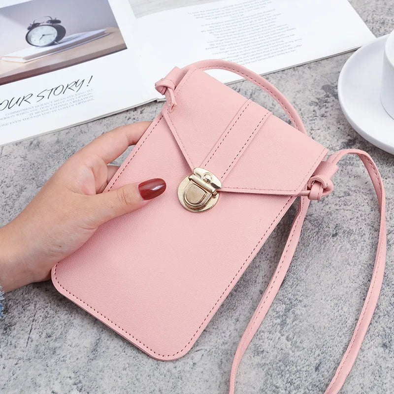 Retro Mobile Phone Bag Women PU Chain Messenger Bags